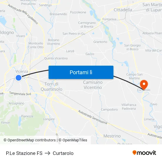 P.Le Stazione FS to Curtarolo map