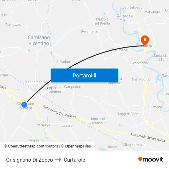 Grisignano Di Zocco to Curtarolo map