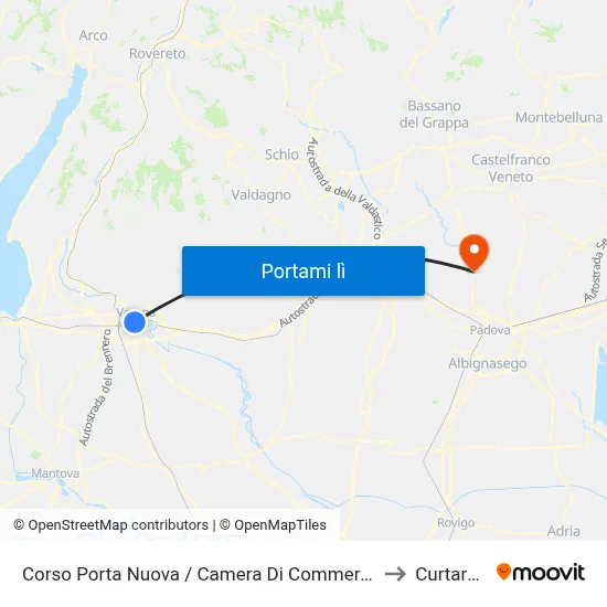 Corso Porta Nuova / Camera Di Commercio A to Curtarolo map