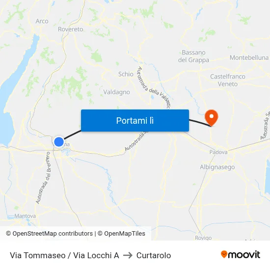 Via Tommaseo / Via Locchi A to Curtarolo map