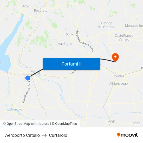 Aeroporto Catullo to Curtarolo map