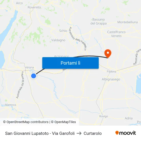 San Giovanni Lupatoto - Via Garofoli to Curtarolo map