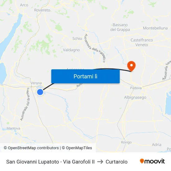 San Giovanni Lupatoto - Via Garofoli II to Curtarolo map