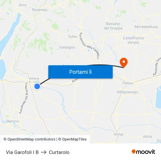 Via Garofoli I B to Curtarolo map
