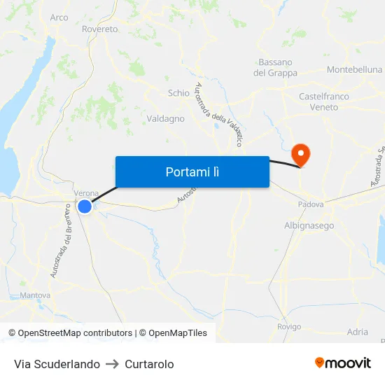 Via Scuderlando to Curtarolo map