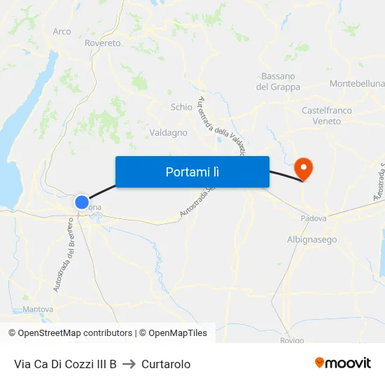 Via Ca Di Cozzi III B to Curtarolo map