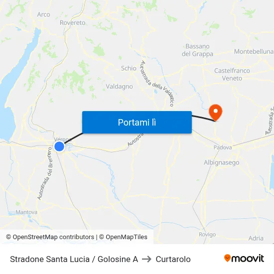 Stradone Santa Lucia / Golosine A to Curtarolo map