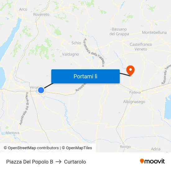 Piazza Del Popolo B to Curtarolo map