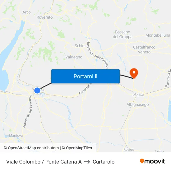 Viale Colombo / Ponte Catena A to Curtarolo map