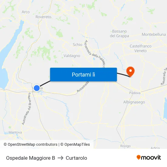 Ospedale Maggiore B to Curtarolo map