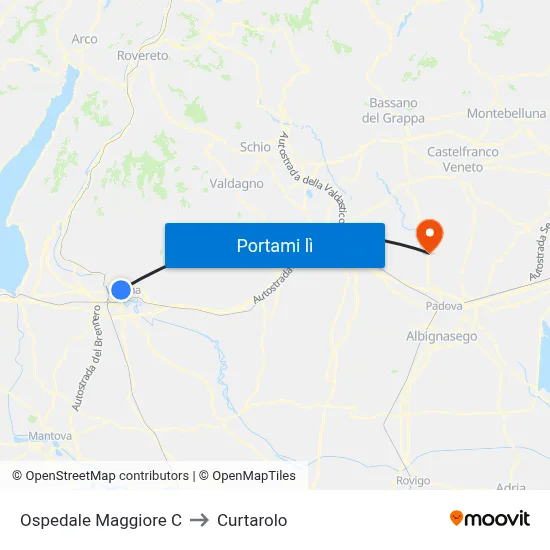 Ospedale Maggiore C to Curtarolo map