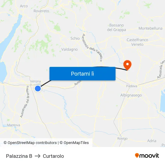 Palazzina B to Curtarolo map