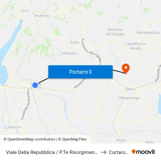 Viale Della Repubblica / P.Te Risorgimento to Curtarolo map