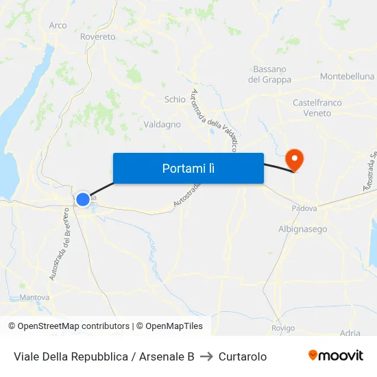 Viale Della Repubblica / Arsenale B to Curtarolo map