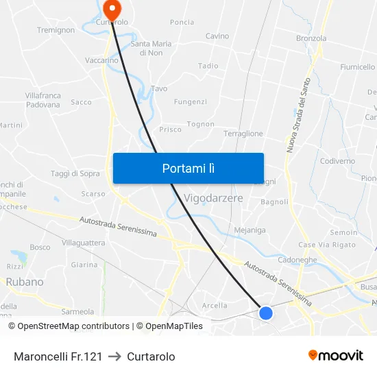 Maroncelli Fr.121 to Curtarolo map
