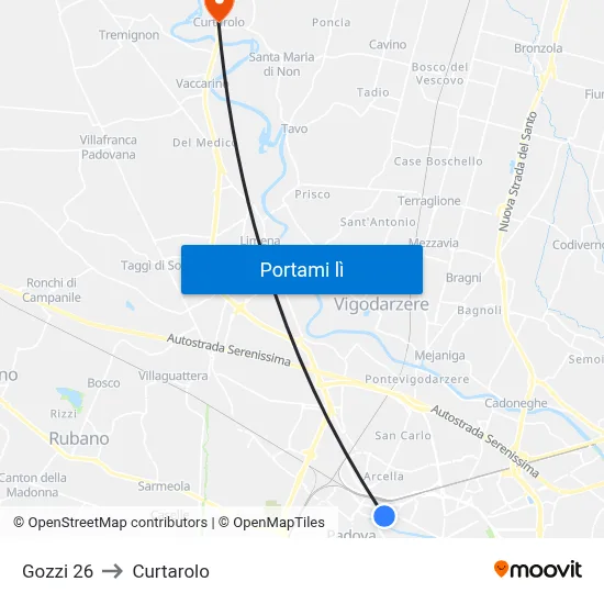 Gozzi 26 to Curtarolo map