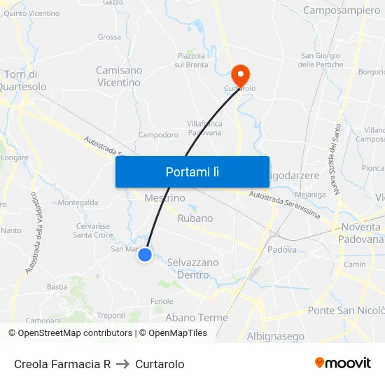 Creola Farmacia R to Curtarolo map
