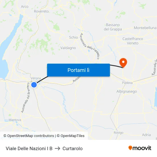 Viale Delle Nazioni I B to Curtarolo map