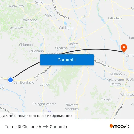 Terme Di Giunone A to Curtarolo map