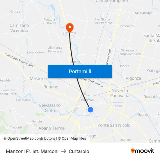 Manzoni Fr. Ist. Marconi to Curtarolo map