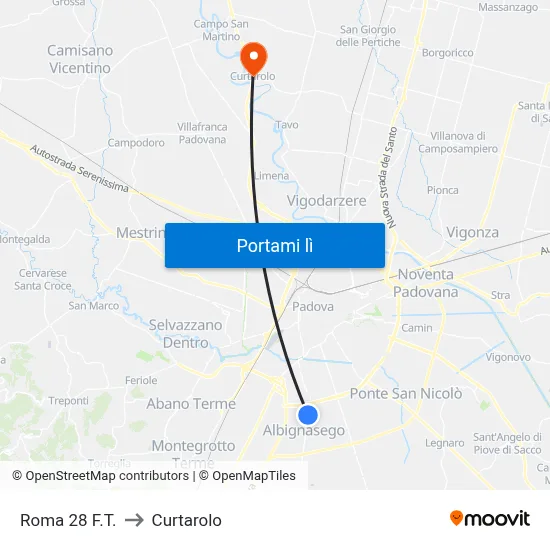Roma 28  F.T. to Curtarolo map