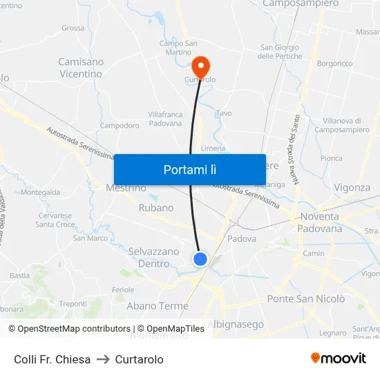 Colli Fr. Chiesa to Curtarolo map