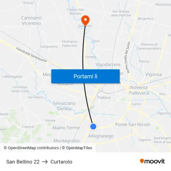 San Bellino 22 to Curtarolo map