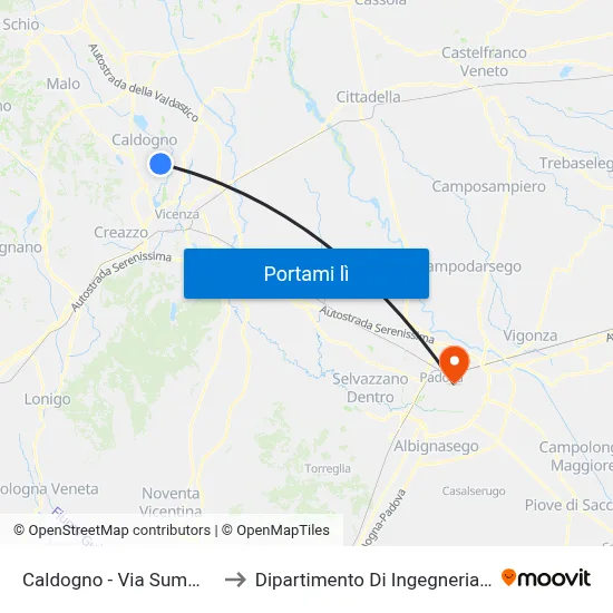 Caldogno - Via Summano, 23 to Dipartimento Di Ingegneria Chimica map