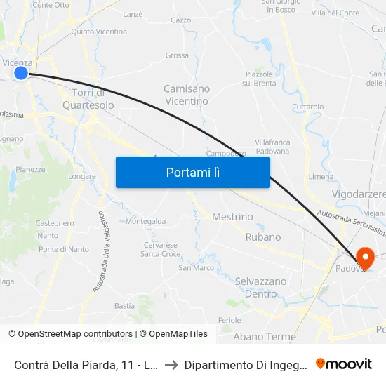 Contrà Della Piarda, 11 - Liceo Fogazzaro to Dipartimento Di Ingegneria Chimica map