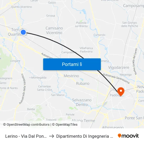 Lerino - Via Dal Ponte, 78 to Dipartimento Di Ingegneria Chimica map