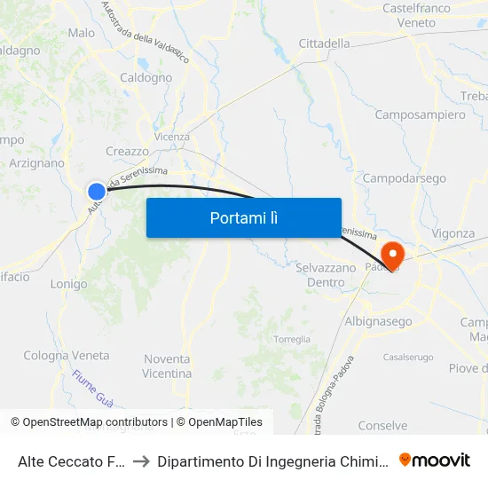 Alte Ceccato Ftv to Dipartimento Di Ingegneria Chimica map