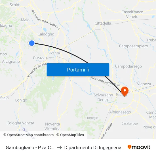 Gambugliano - P.za Corobbo to Dipartimento Di Ingegneria Chimica map