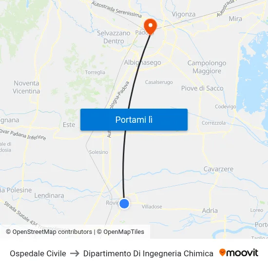 Ospedale Civile to Dipartimento Di Ingegneria Chimica map
