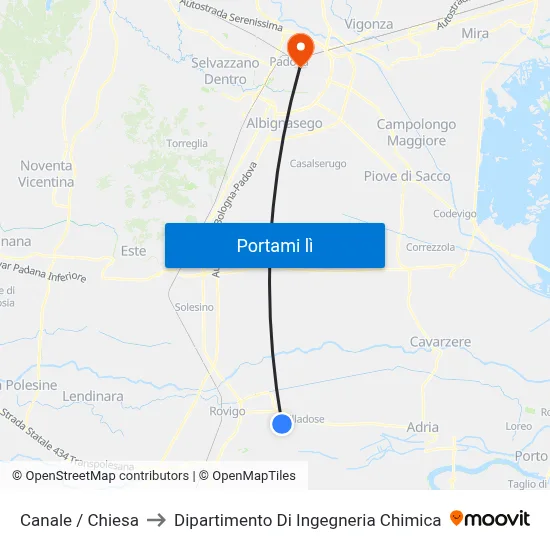 Canale / Chiesa to Dipartimento Di Ingegneria Chimica map