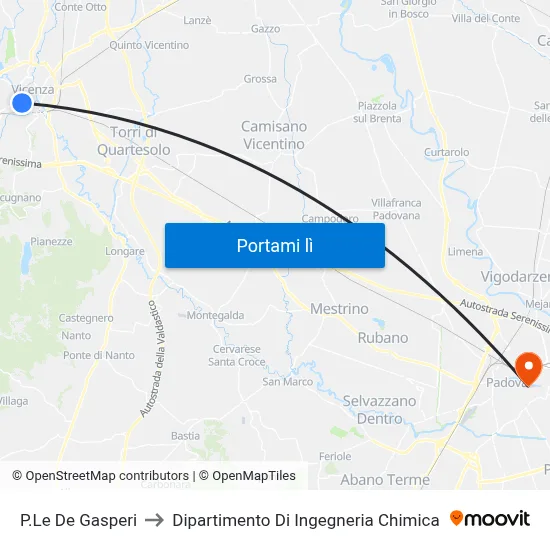 P.Le De Gasperi to Dipartimento Di Ingegneria Chimica map