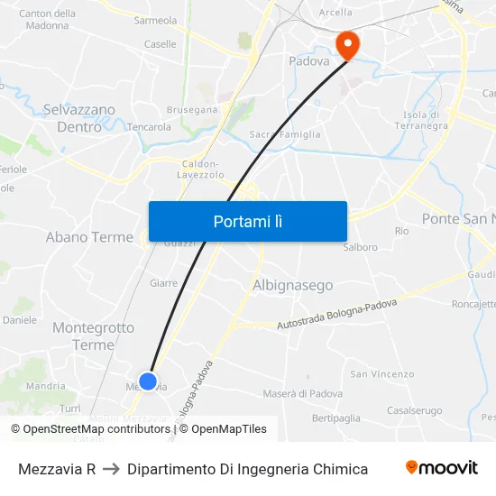 Mezzavia R to Dipartimento Di Ingegneria Chimica map