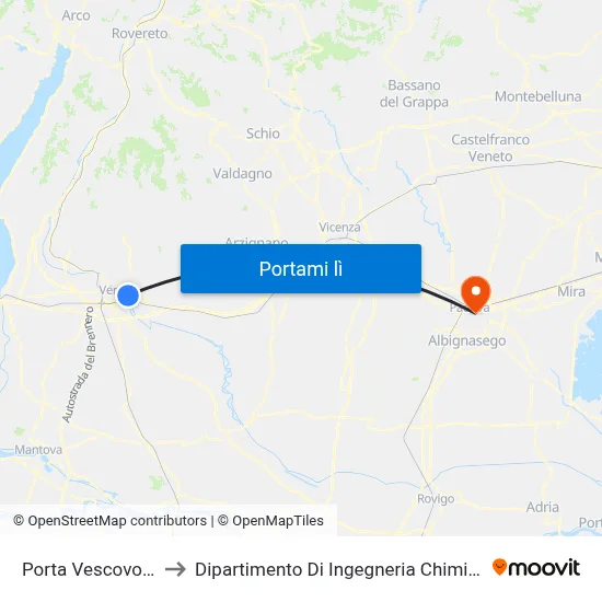 Porta Vescovo B to Dipartimento Di Ingegneria Chimica map