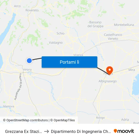Grezzana Ex Stazione to Dipartimento Di Ingegneria Chimica map