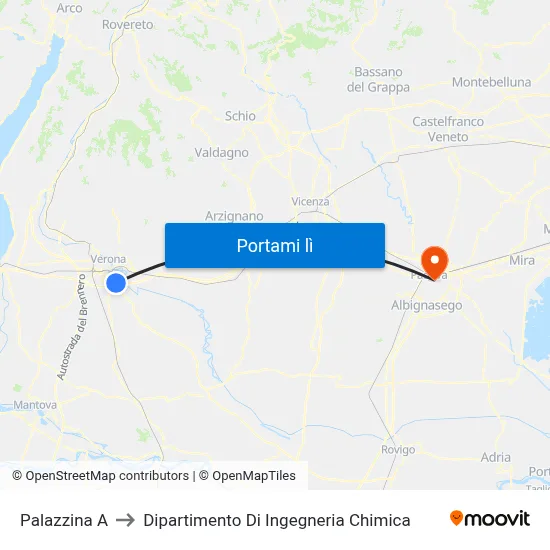 Palazzina A to Dipartimento Di Ingegneria Chimica map
