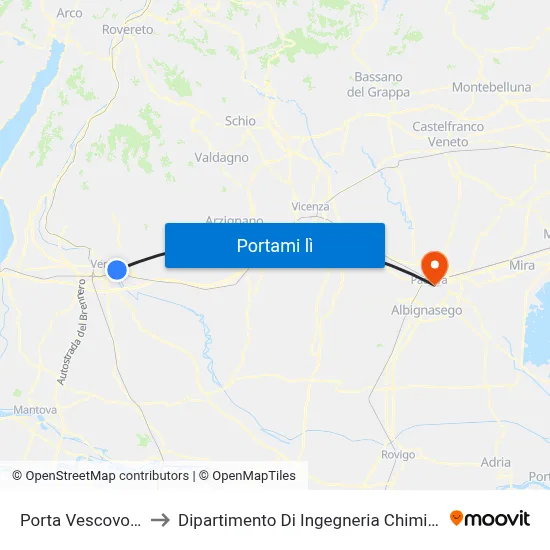 Porta Vescovo B to Dipartimento Di Ingegneria Chimica map