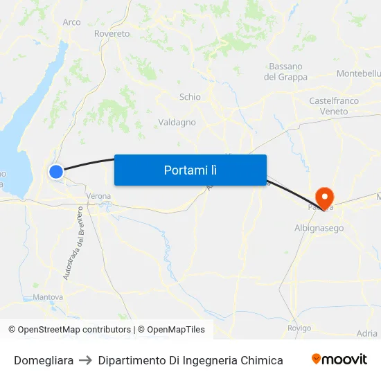 Domegliara to Dipartimento Di Ingegneria Chimica map