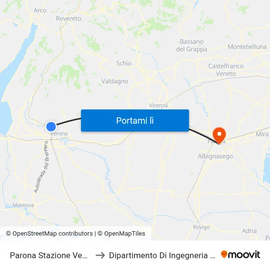 Parona Stazione Vecchia A to Dipartimento Di Ingegneria Chimica map