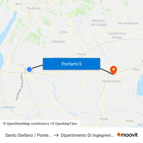 Santo Stefano / Ponte Pietra A to Dipartimento Di Ingegneria Chimica map