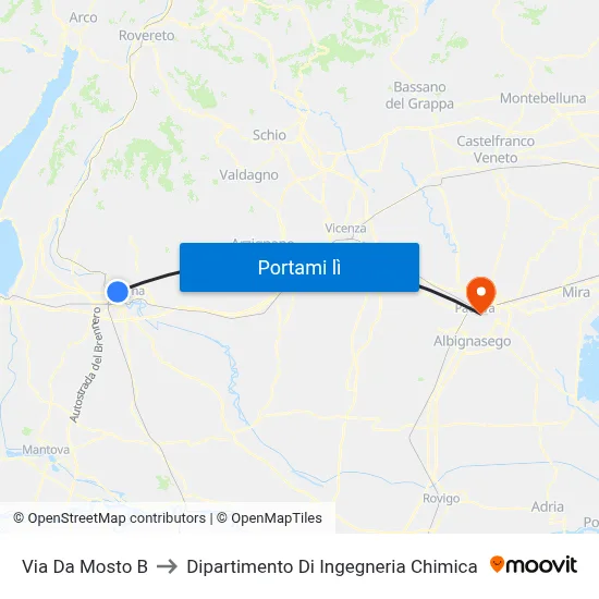 Via Da Mosto B to Dipartimento Di Ingegneria Chimica map