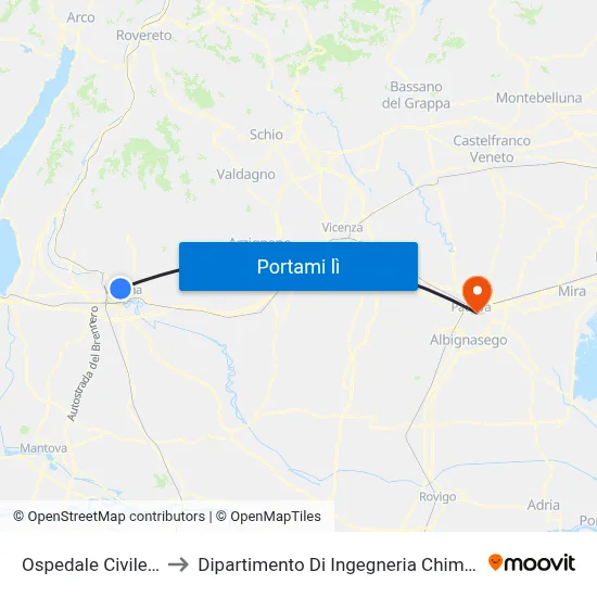 Ospedale Civile A to Dipartimento Di Ingegneria Chimica map