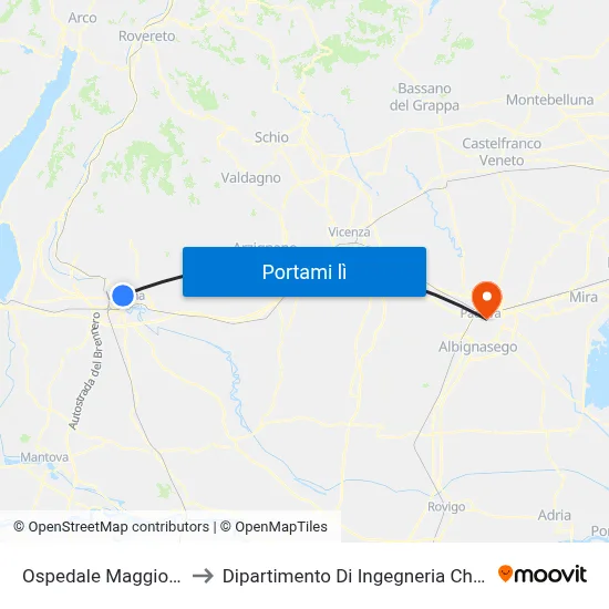 Ospedale Maggiore B to Dipartimento Di Ingegneria Chimica map