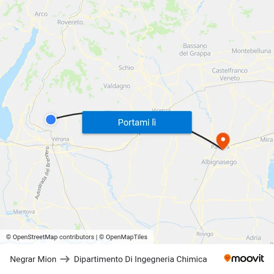 Negrar Mion to Dipartimento Di Ingegneria Chimica map
