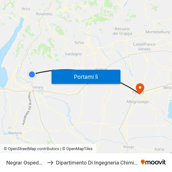 Negrar Ospedale to Dipartimento Di Ingegneria Chimica map