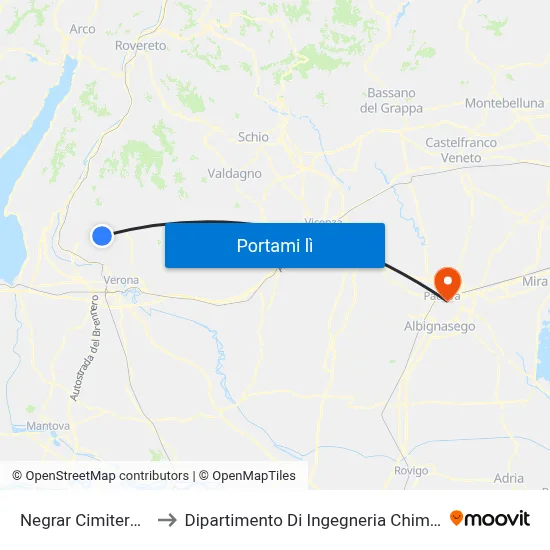 Negrar Cimitero A to Dipartimento Di Ingegneria Chimica map