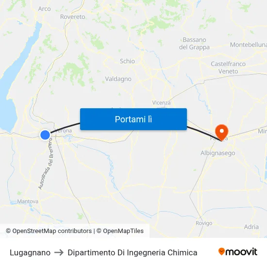 Lugagnano to Dipartimento Di Ingegneria Chimica map